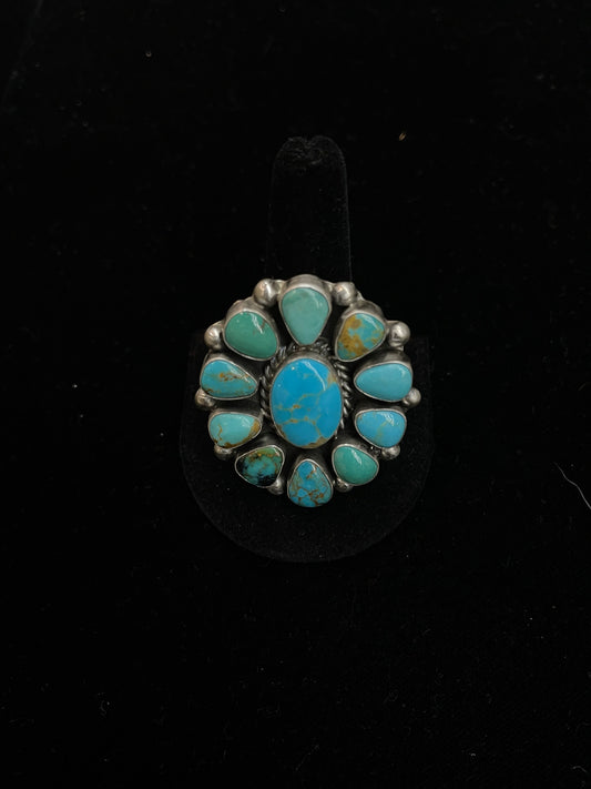 Adjustable Turquoise Cluster Ring by Augustine Largo, Navajo