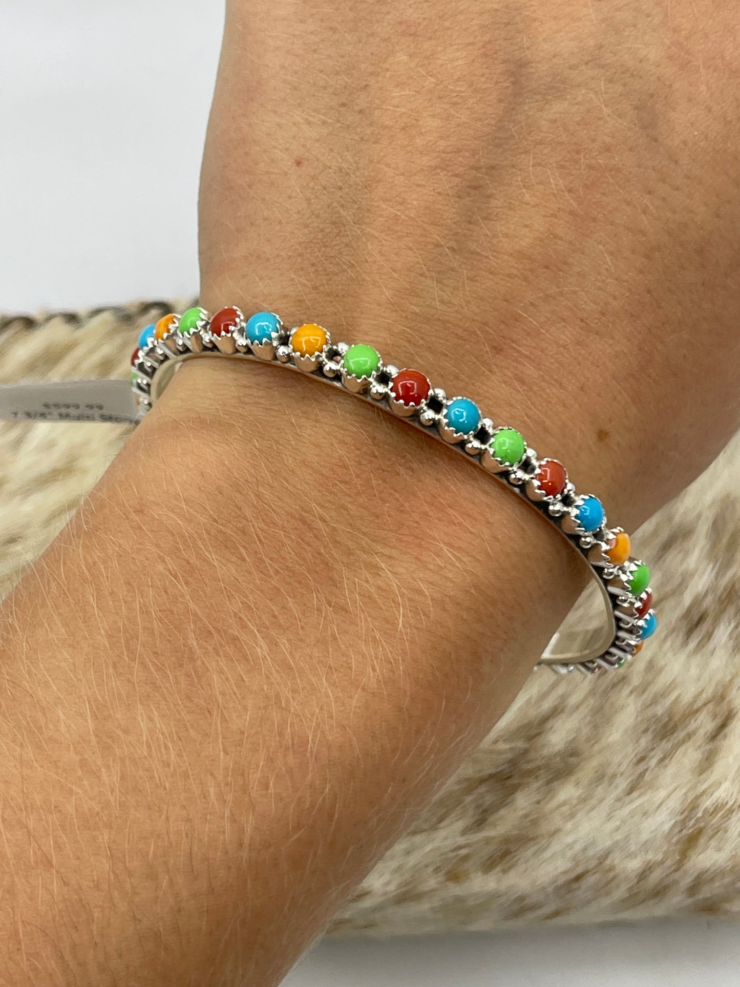 7 3/4" Multi Stone Bangle by Gaynell Parker and Shona Yazzie, Navajo