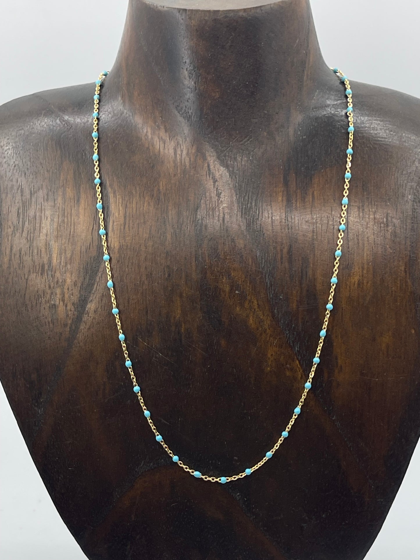 18" 14k Gold Filled Necklace with 2mm Turquoise