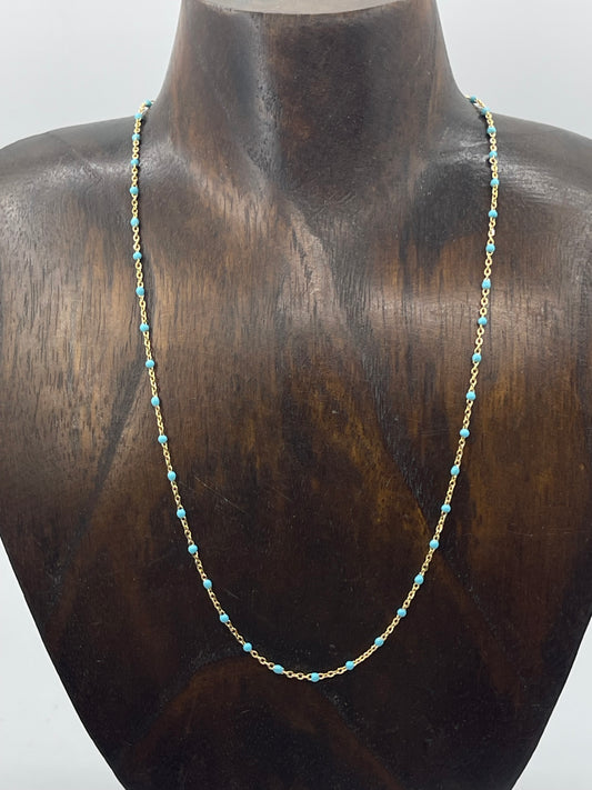 18" 14k Gold Filled Necklace with 2mm Turquoise