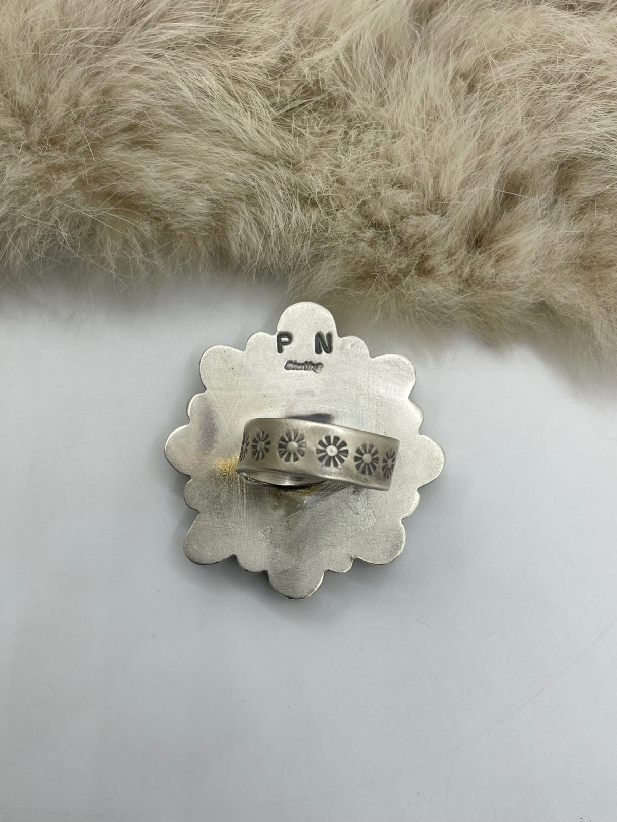 Adjustable 5.0-11.0 Sonoran Gold Turquoise Cluster Ring Stamped PN