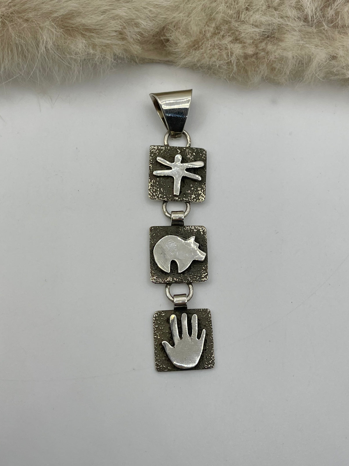 7mm Bail Triple Dangle Mini Petroglyph Pendant by Alex Sanchez, Navajo