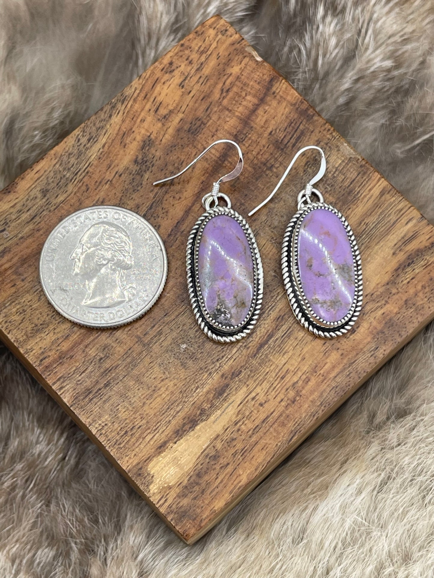 Purple Desert Phosphosiderite Earrings by Joelias Draper, Navajo