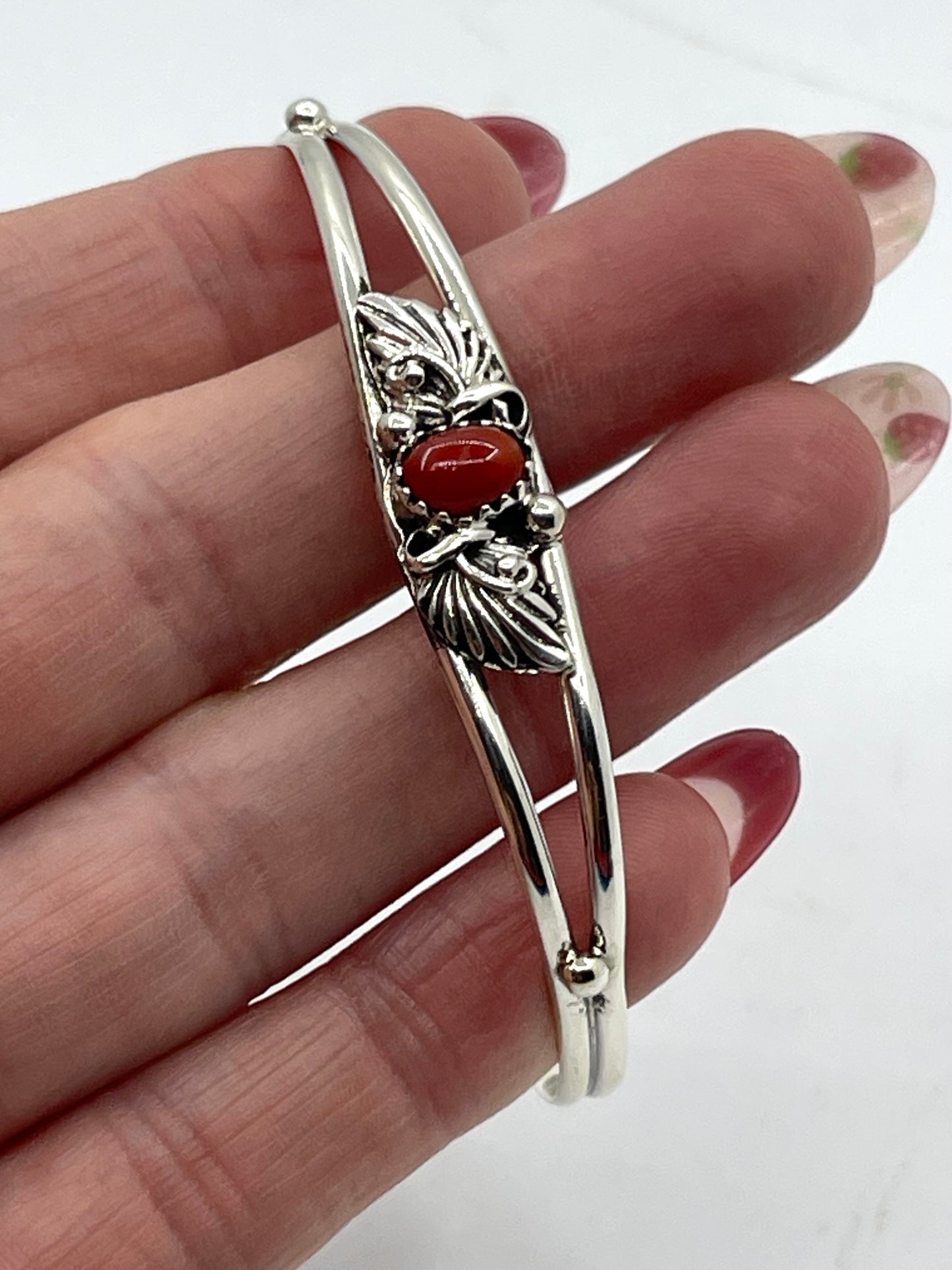 6"-7" Red Coral Cuff by Harris Largo, Navajo