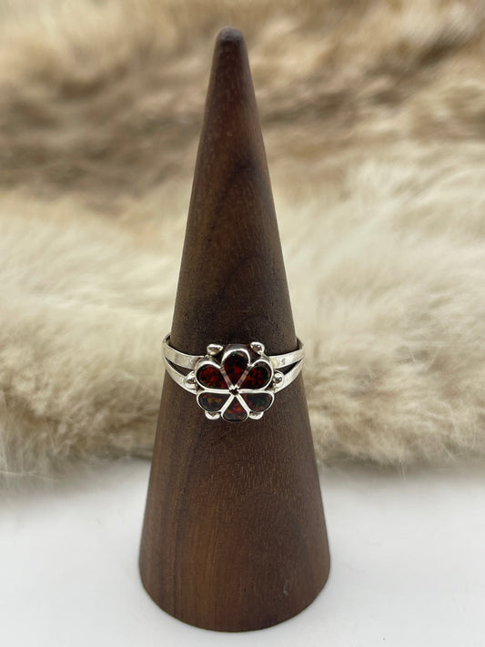 6.0 Maroon Opal Ring by Bernadette Hattie, Zuni