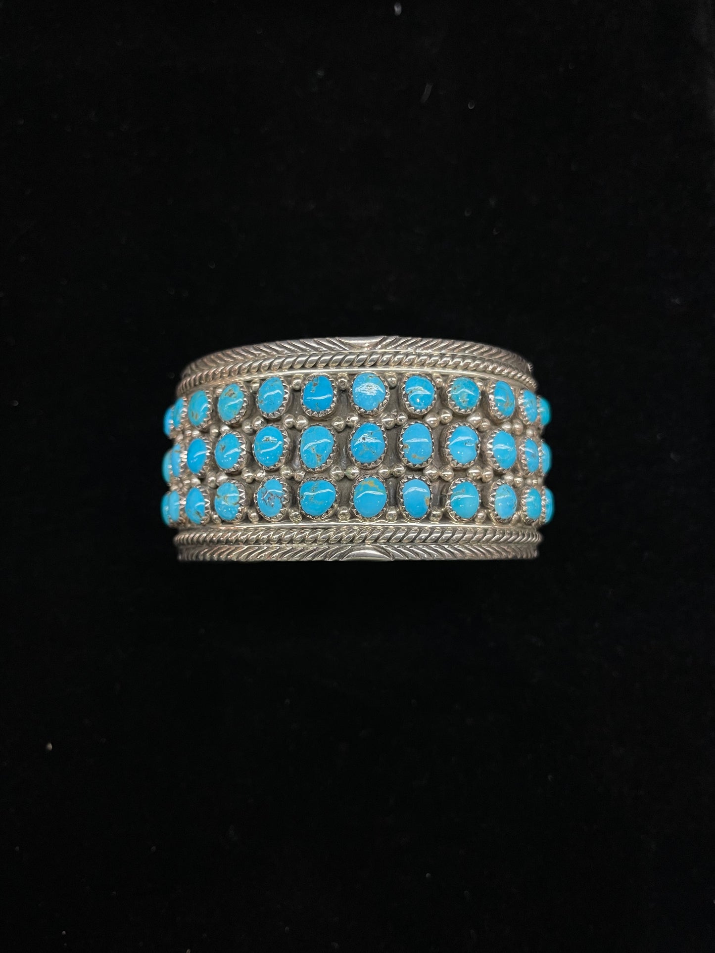 7 3/4" Sterling Silver Cuff with Turquoise Stones by Merle House, Navajo