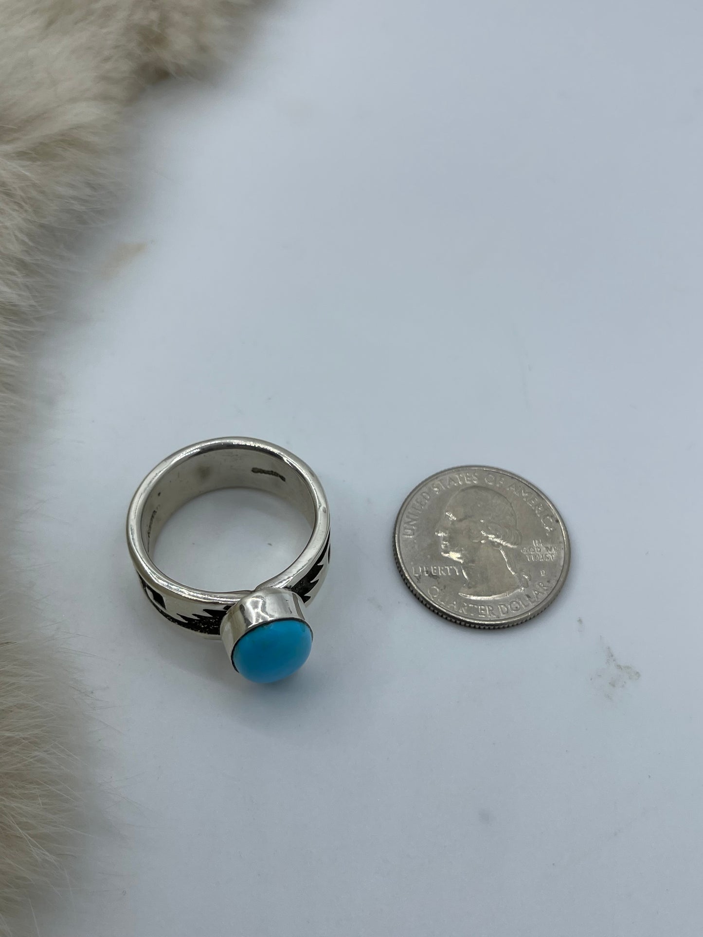 11.5 Sleeping Beauty Turquoise Ring by Marie Jackson, Navajo