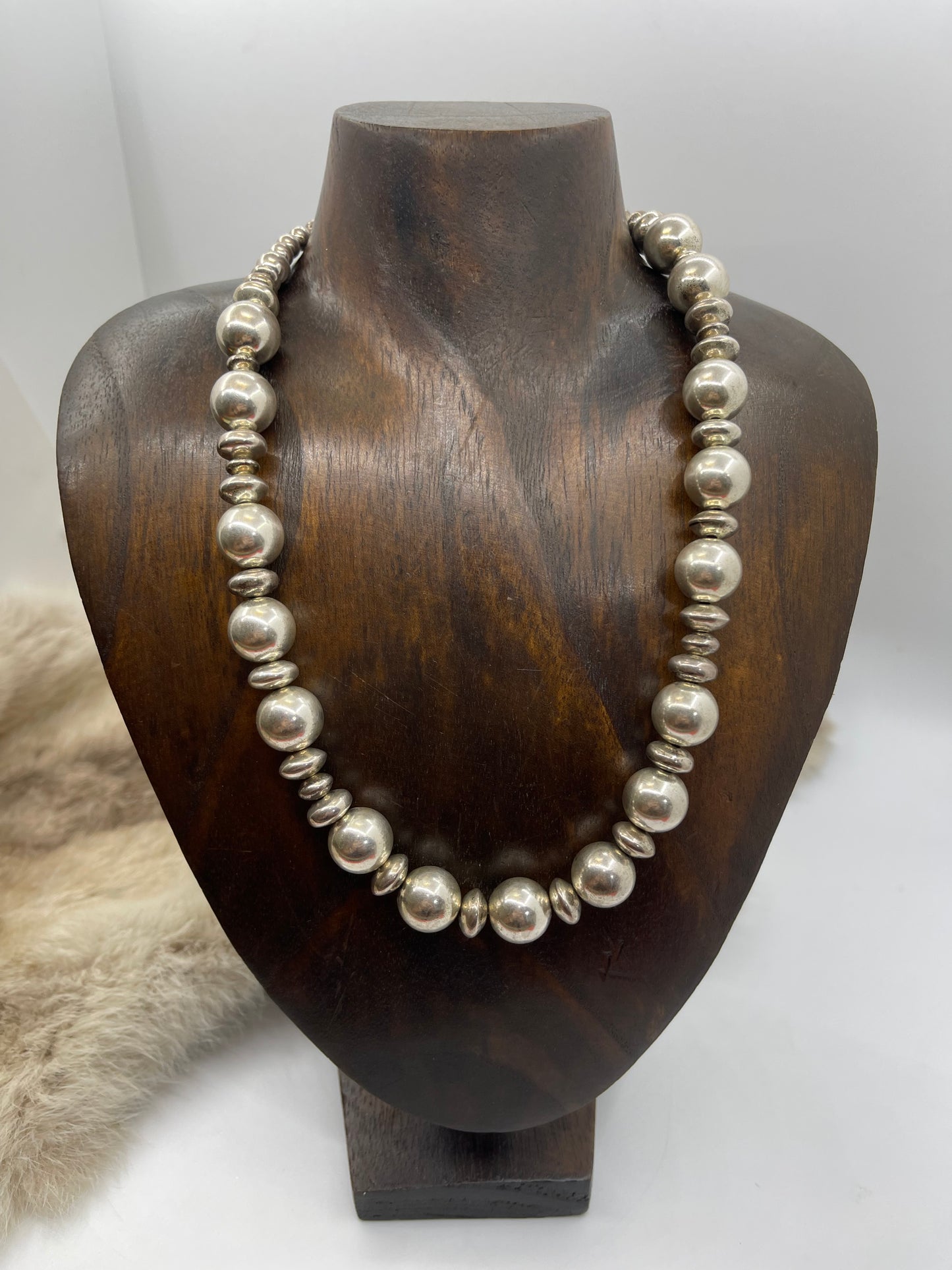 20.5” 6mm-14mm Silver Bead Necklace