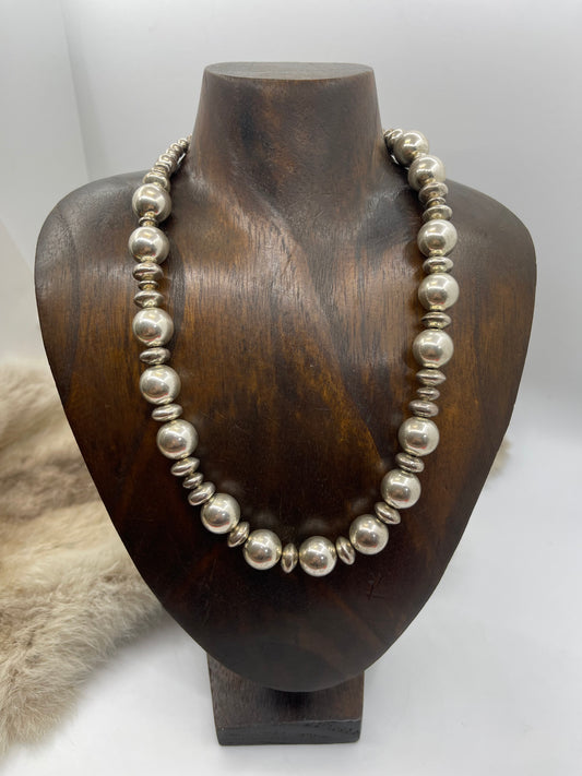 20.5” 6mm-14mm Silver Bead Necklace