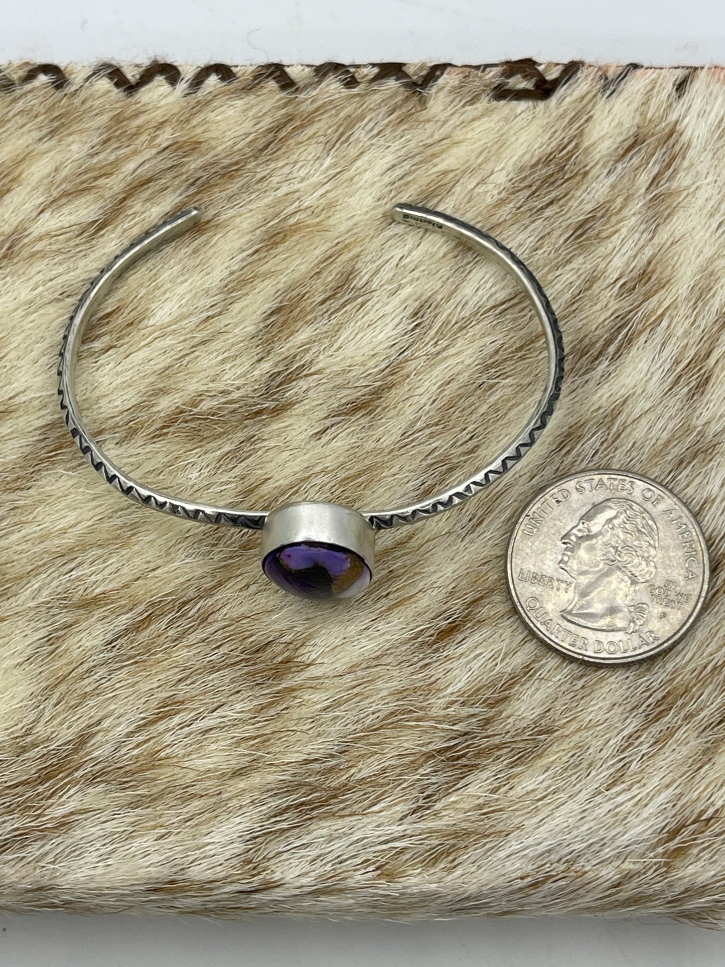 5.5” - 7" Lavender Dahlia Oval Cuff by Donovan Skeets, Navajo