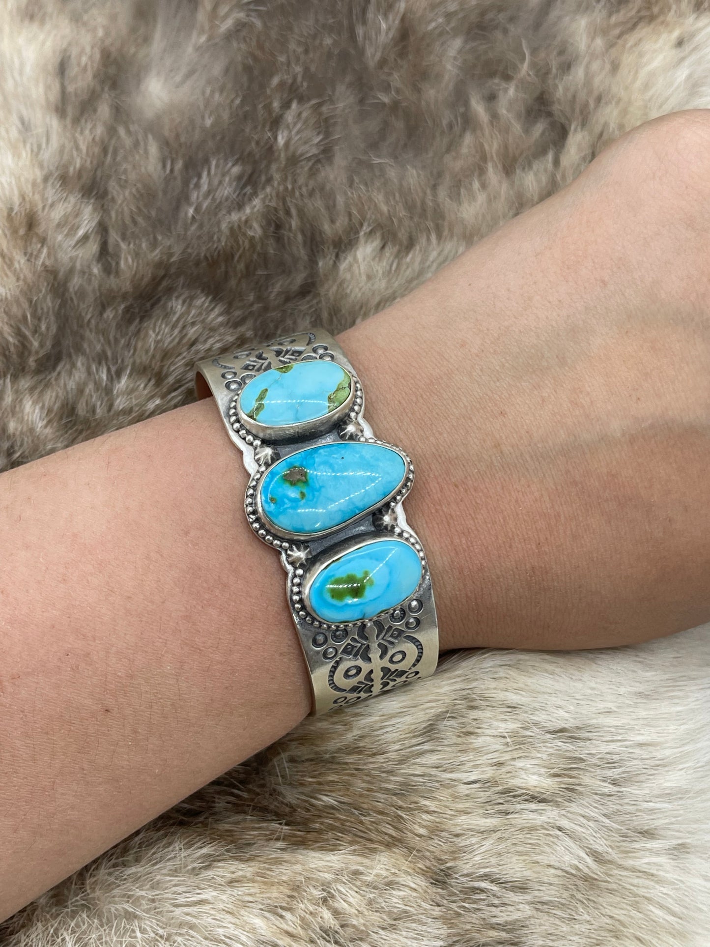 6.75" 3 Stone Sonoran Gold Turquoise Cuff