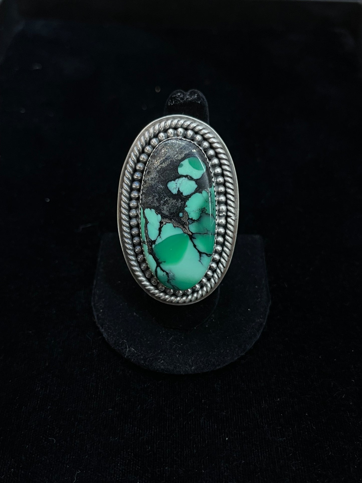 Adjustable Emerald Rose Turquoise Ring by J. Piaso Jr. ,Navajo