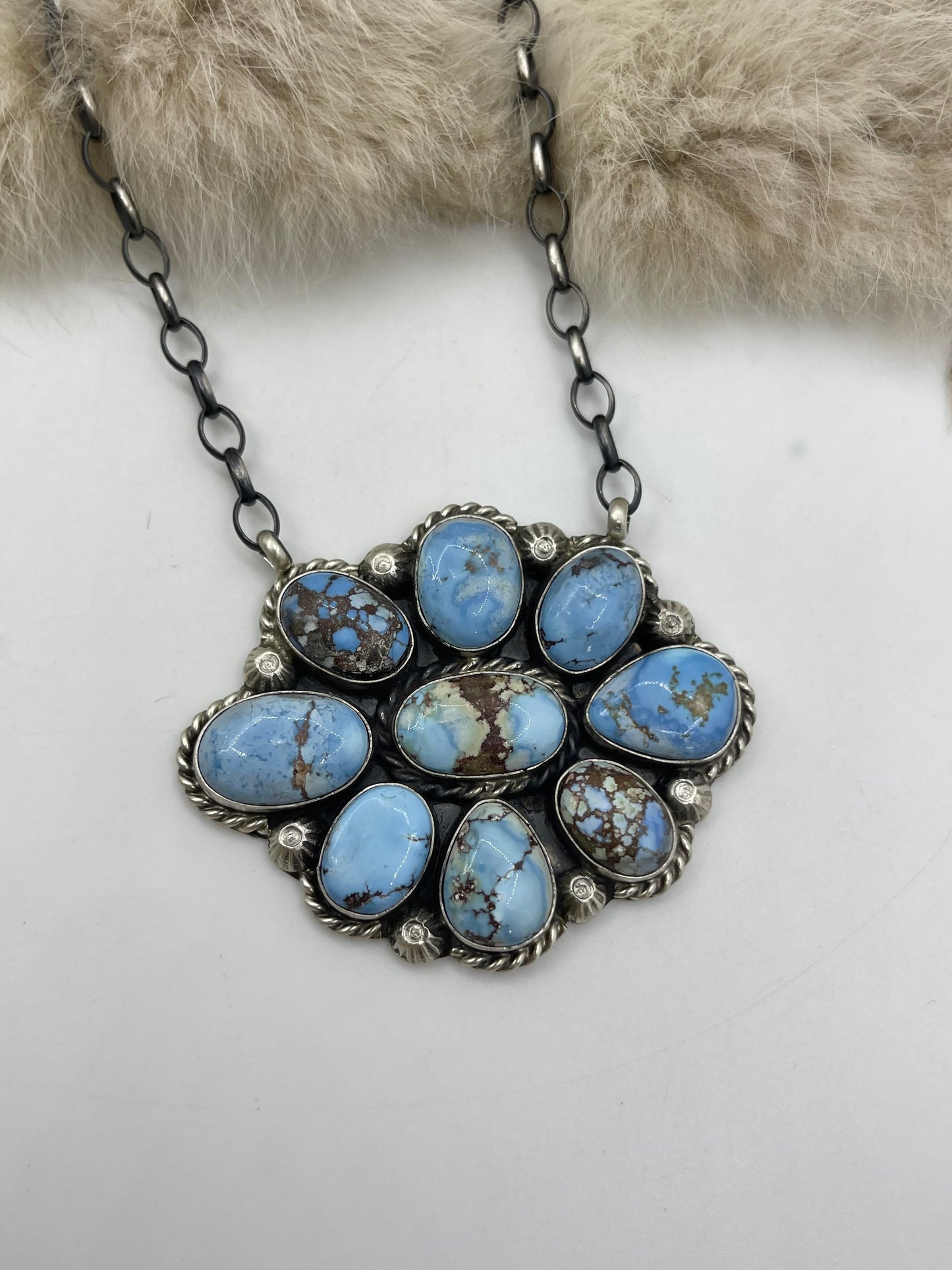 18" Golden Hills Turquoise Cluster Necklace by Augustine Largo, Navajo