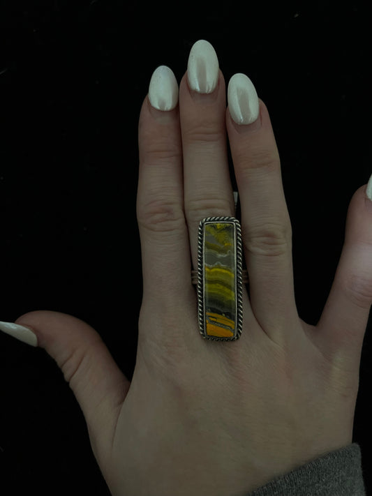 6.0 Bumblebee Jasper Bar Ring