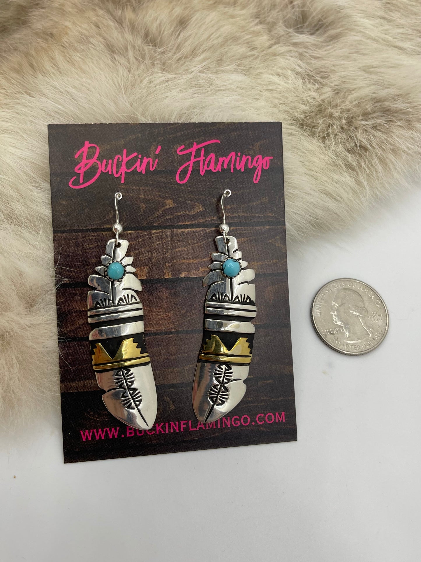 Silver And Brass Feather Earrings By Tommy And Rose Singer