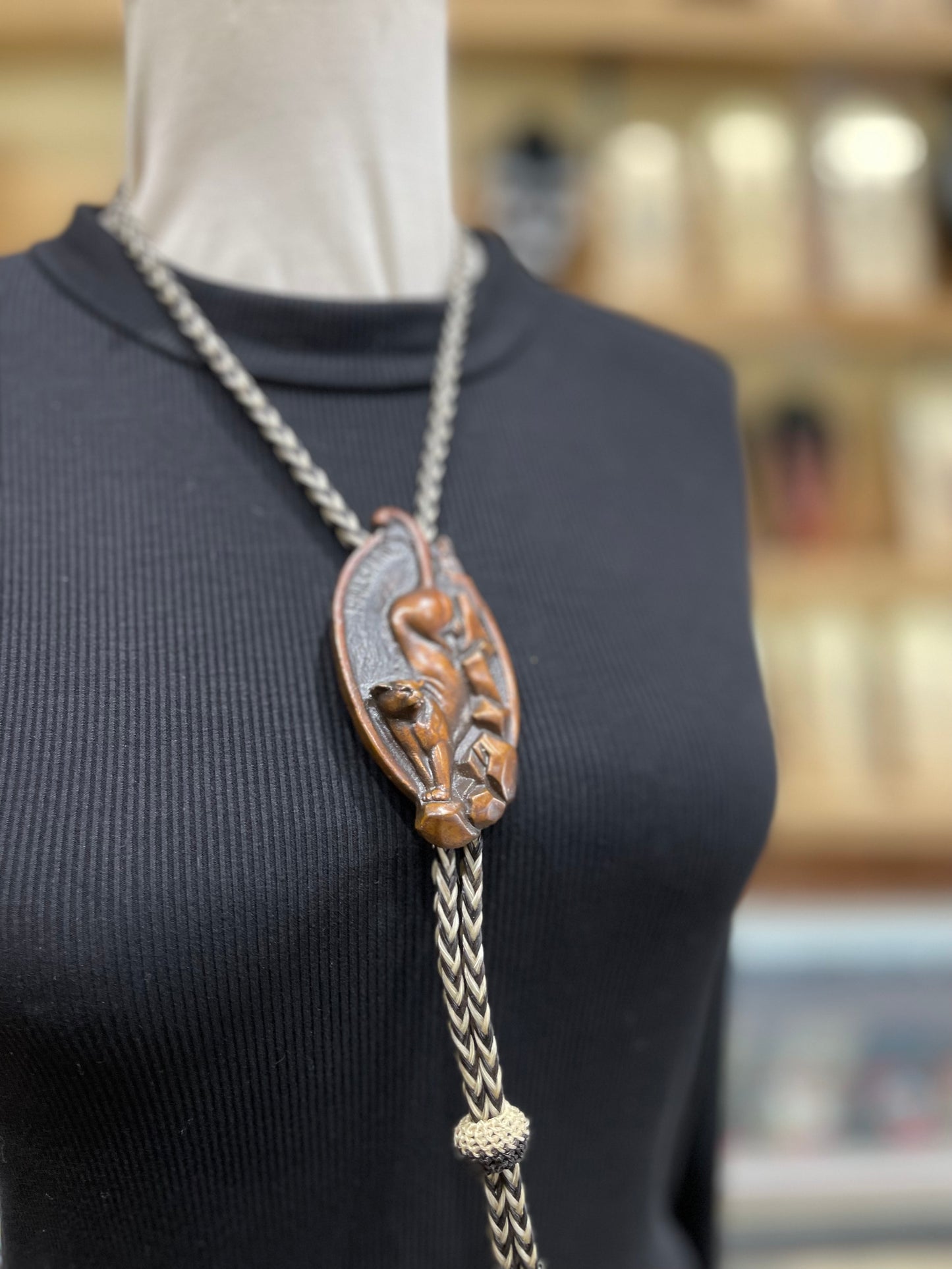 Bronze Bolo Tie on Horse Hair