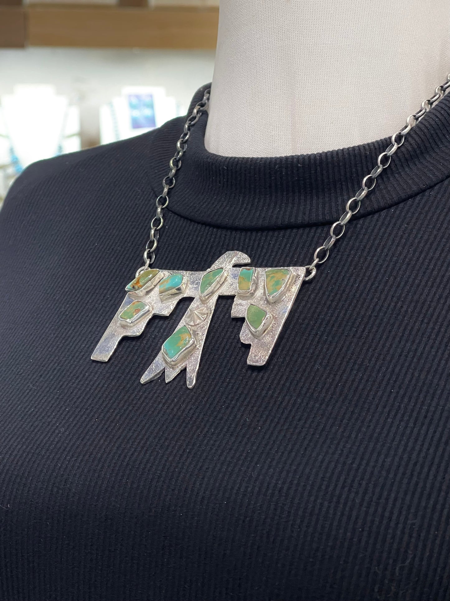 17" Thunderbird Necklace with Royston Turquoise