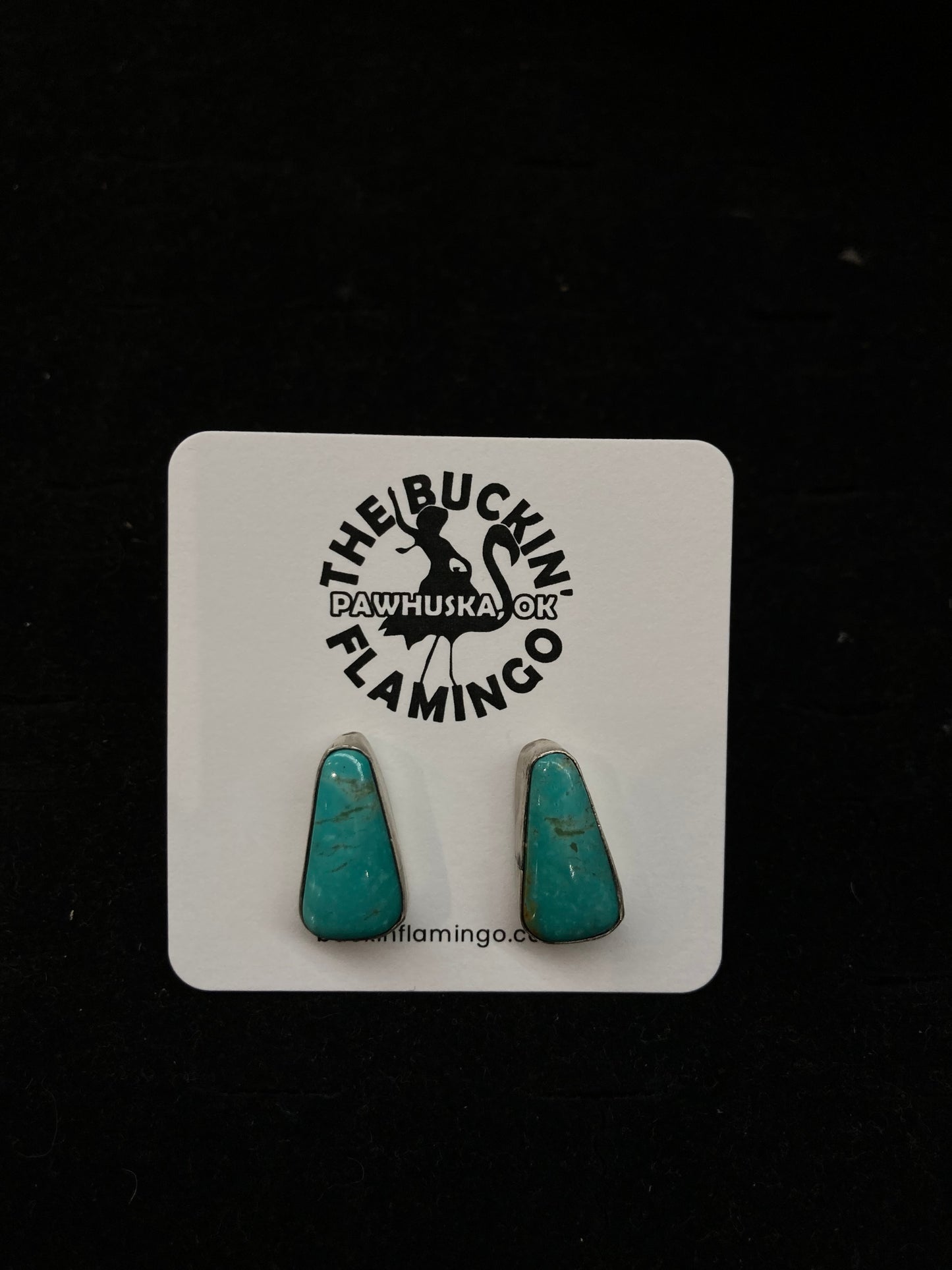 Kingman Turquoise Triangle Post Earrings by Sheryl Kee, Navajo