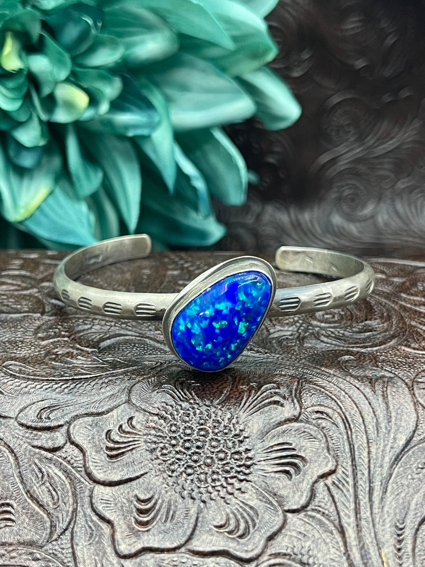 5.75" - 7.25" Opal Single Stone Cuff