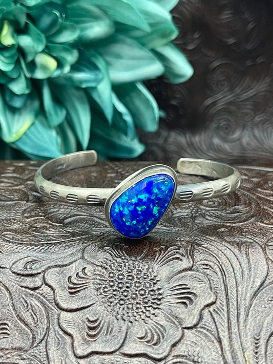 5.75" - 7.25" Opal Single Stone Cuff