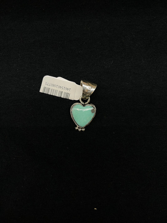 Turquoise Heart Pendant with a 8.5mm Bale by Leona Delgarito, Navajo