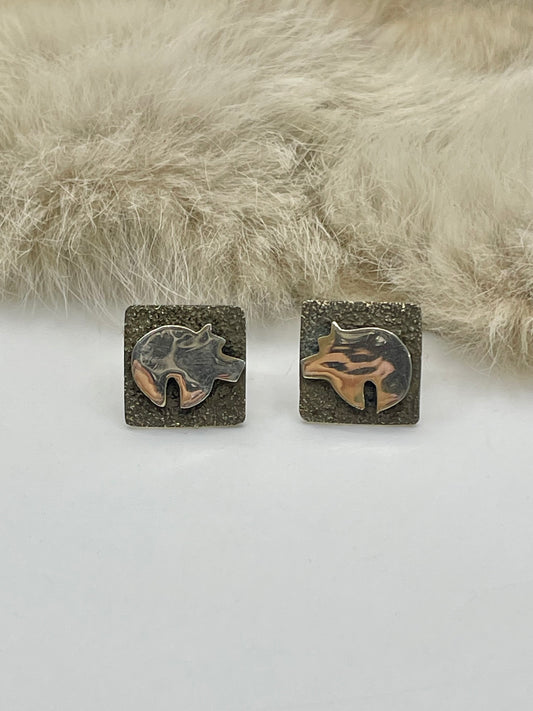 Bear Post Earrings by Alex Sanchez, Navajo