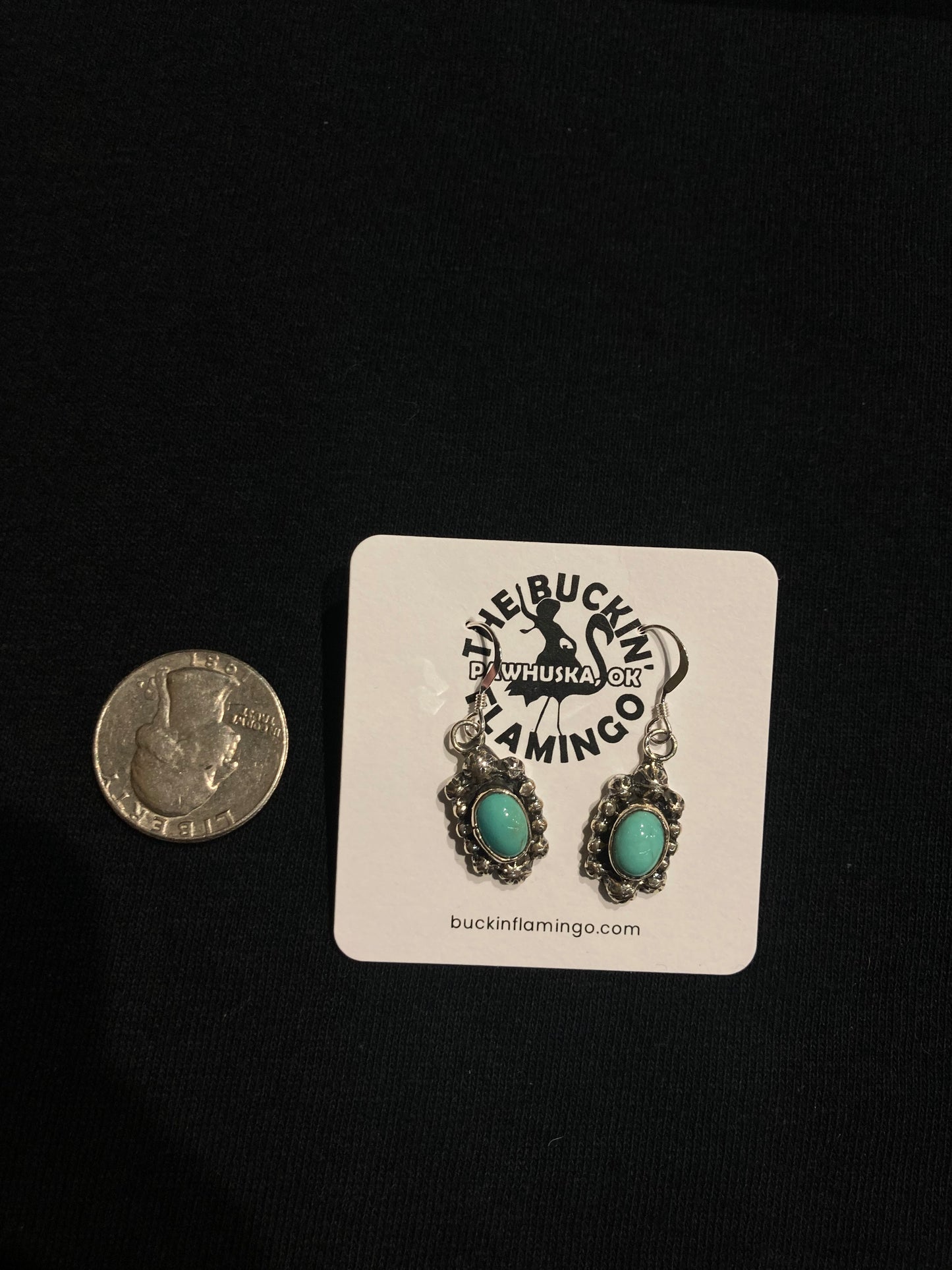 Kingman Turquoise Circle Dangle earrings by Mike Smith, Navajo