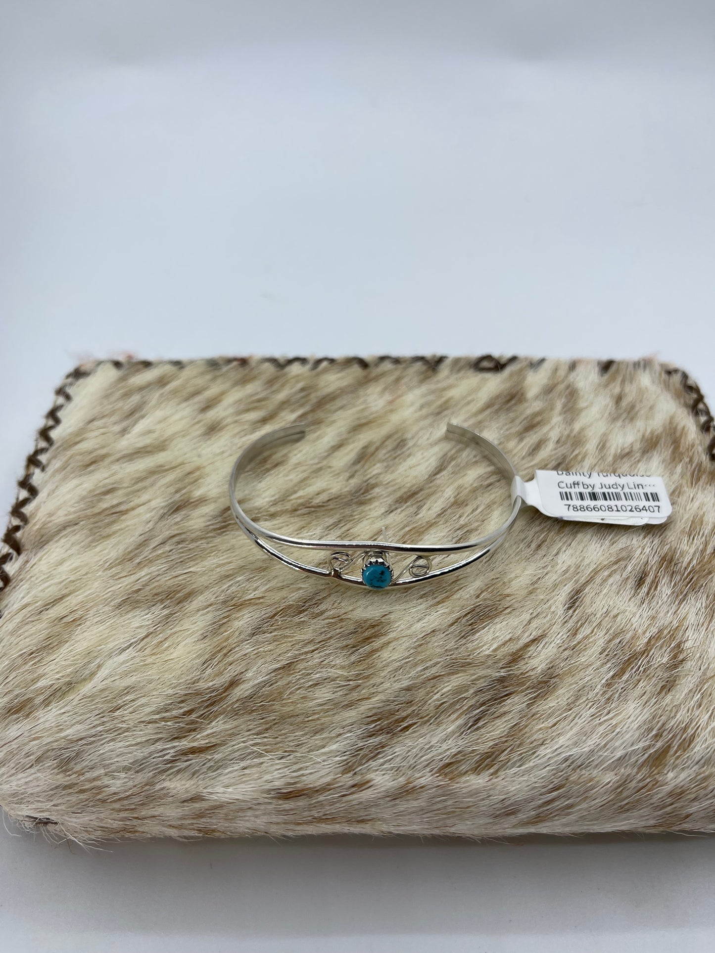 5 1/2"-6 1/2" Dainty Turquoise Cuff by Judy Lincoln, Navajo