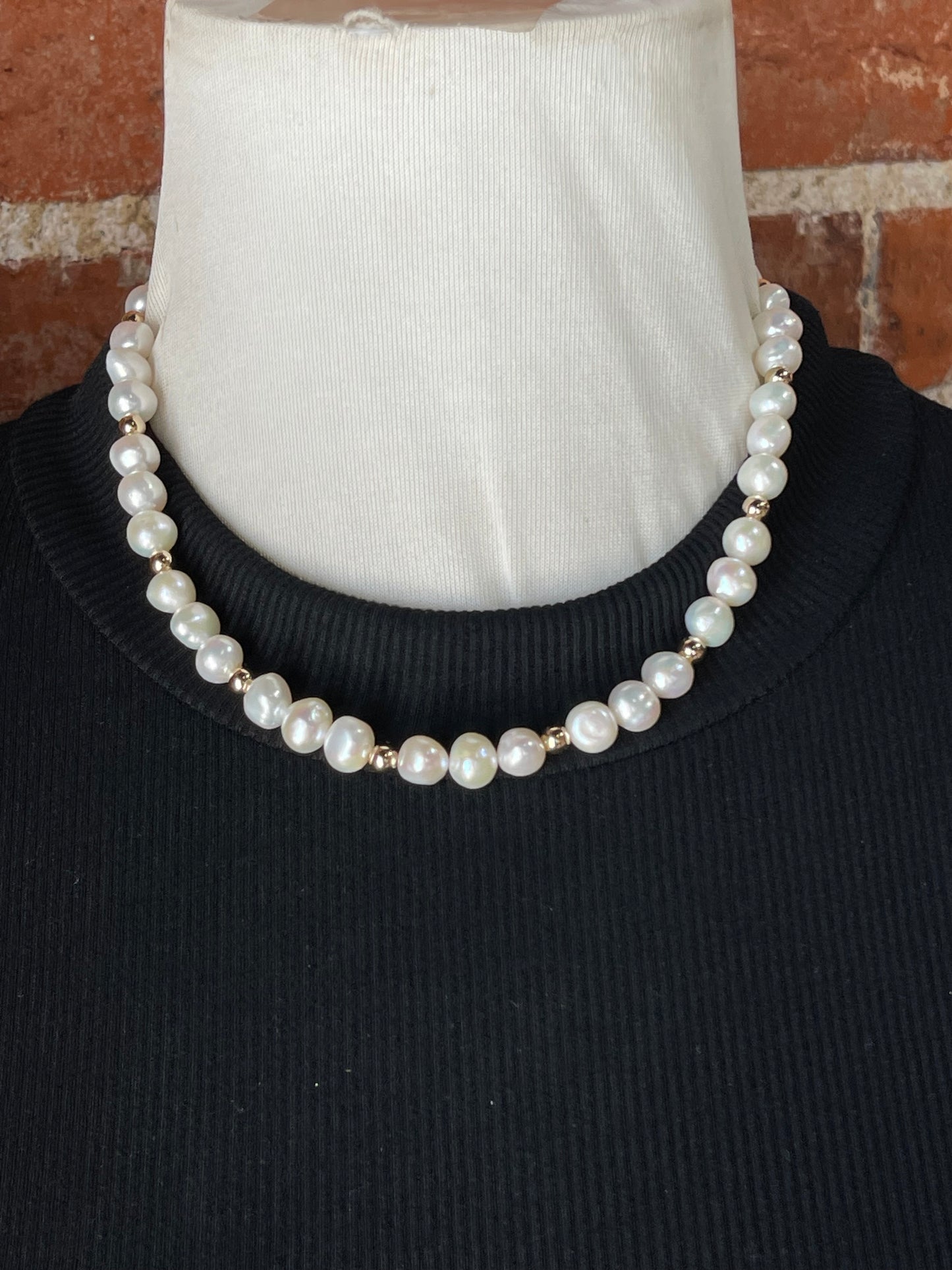 16"+2" 14k Gold Filled Beads and Freshwater Pearls Necklace