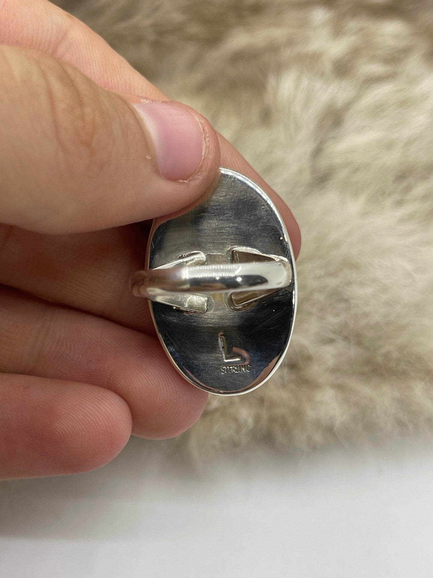 6.5 Labradorite Ring by Lawrence Willie, Navajo