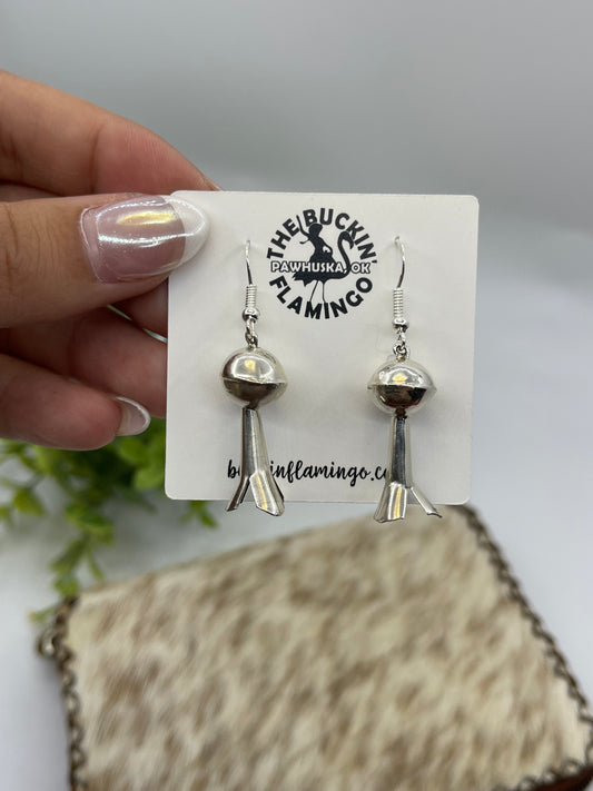 Handmade Silver Blossom Dangle Earrings by Emily Tsosie, Navajo