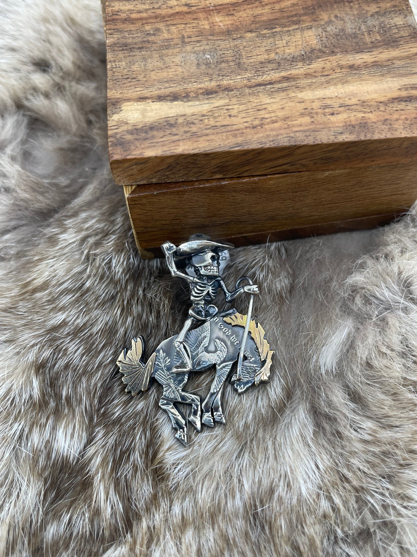 Cowboy Bucking Bronc Pendant with 14K Gold by Bad Bronc