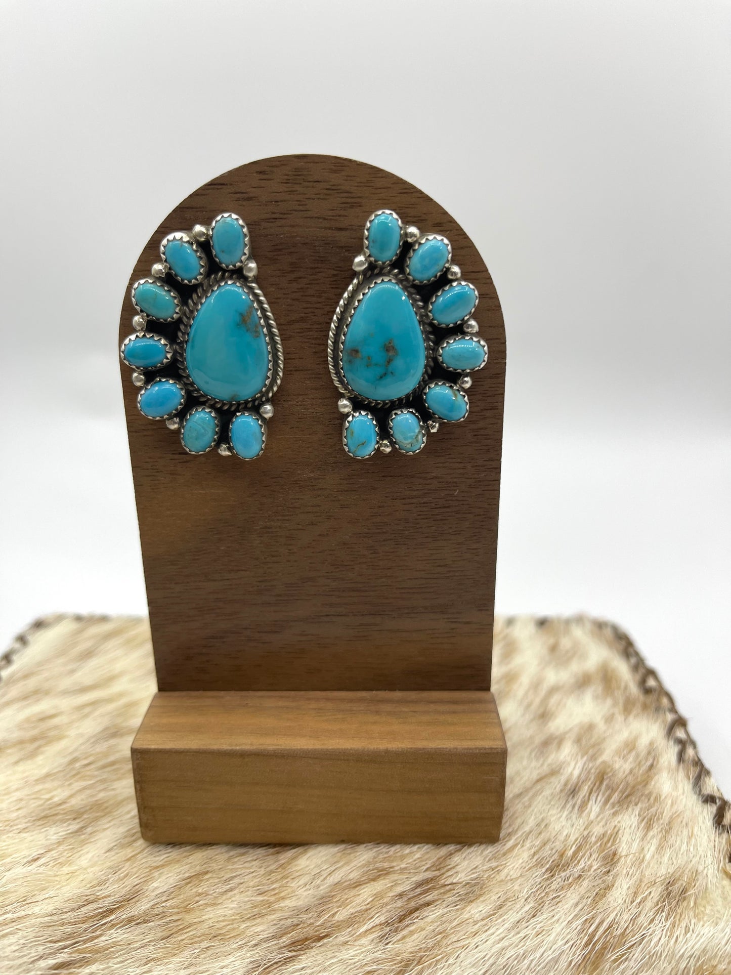 Half Cluster Kingman Turquoise Earrings