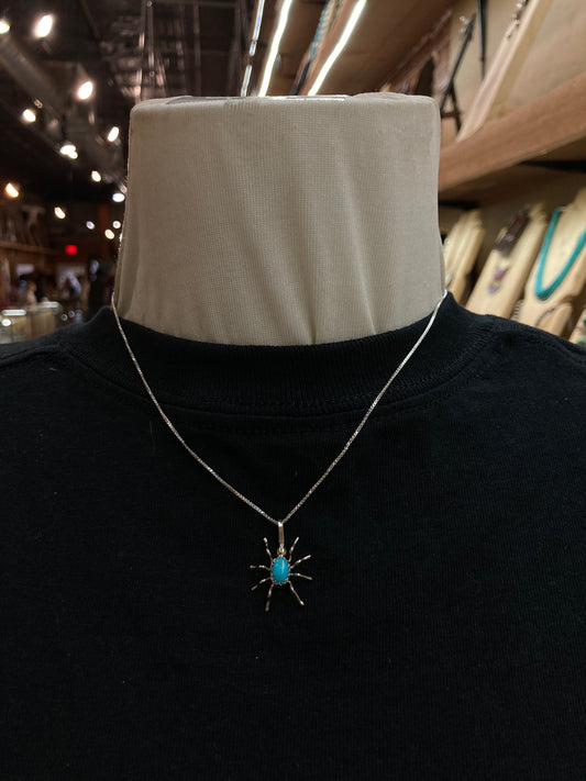 16" Turquoise Spider Necklace by Effie Garfield, Navajo