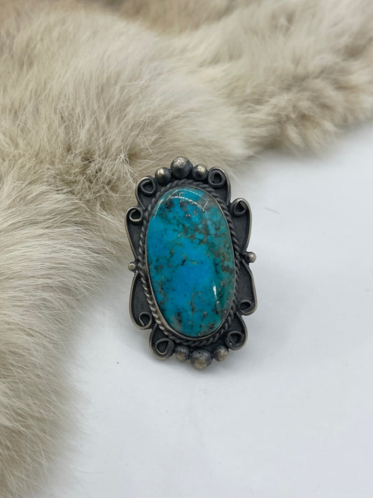 8.0 Persian Turquoise Ring by Boyd Ashley, Navajo