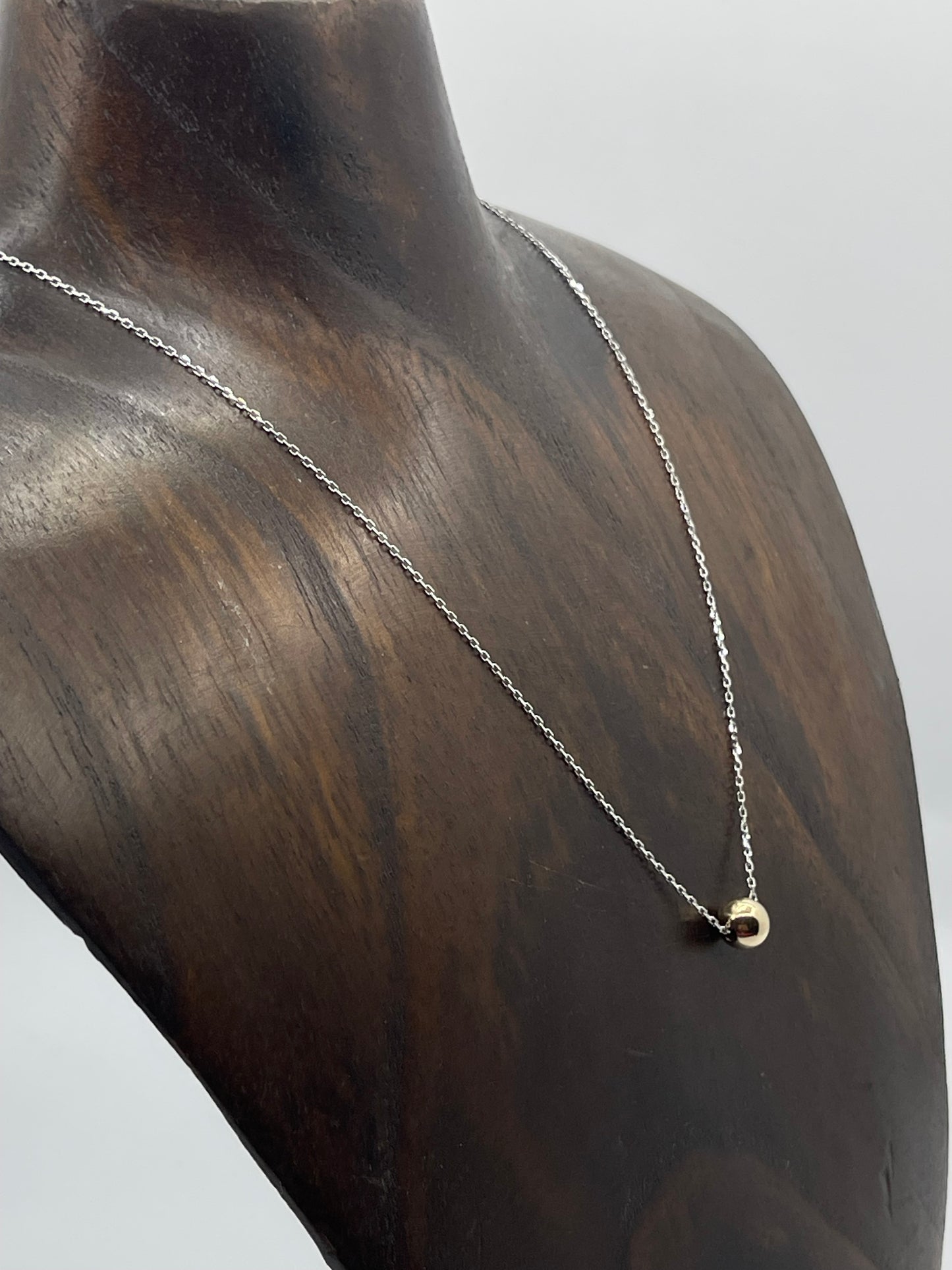 16"+3" Silver Chain with a 7mm 14k Gold Filled Beaded Necklace