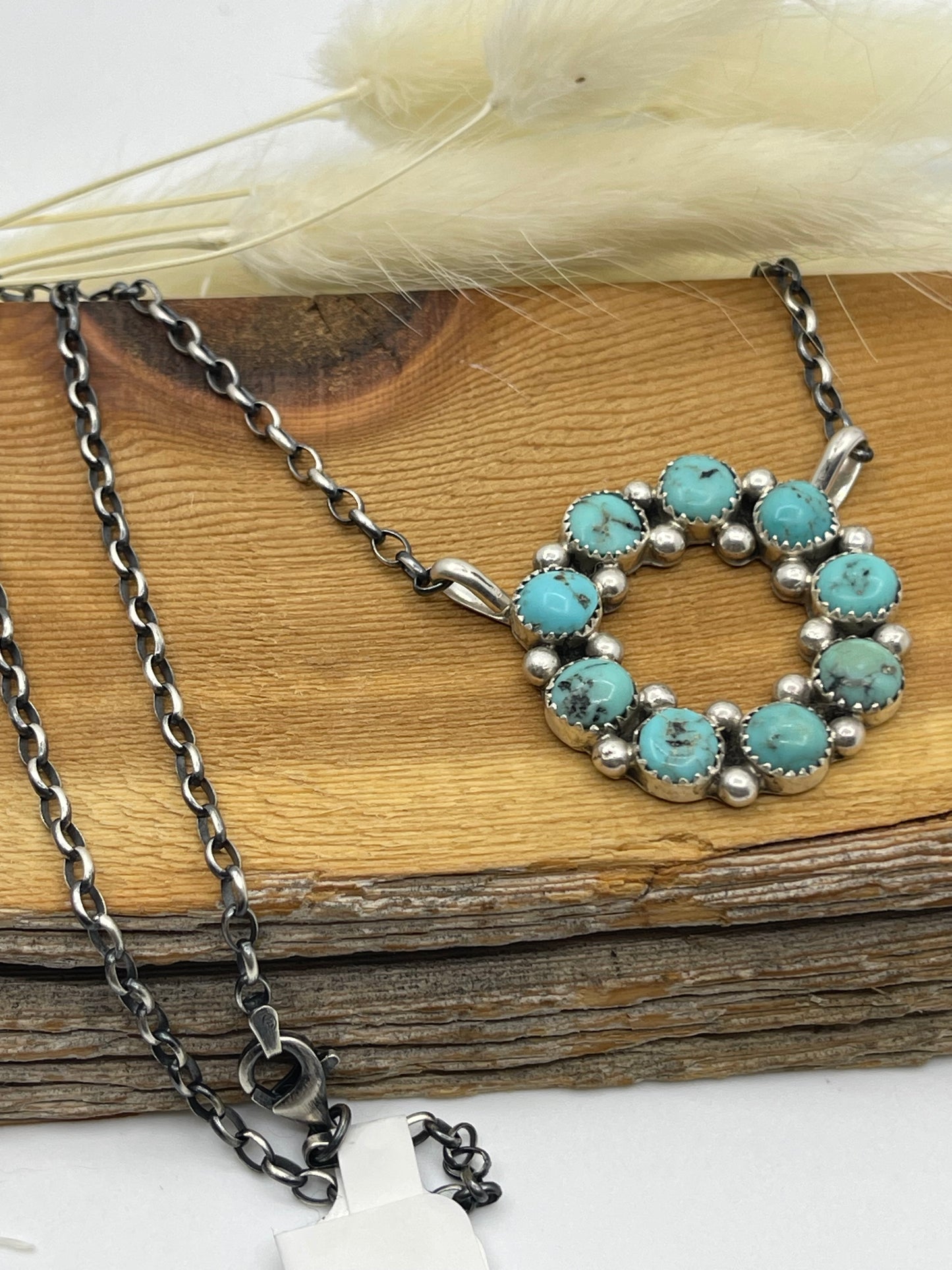 16" Turquoise Infinity Circle Necklace by Maxine Ramirez, Navajo