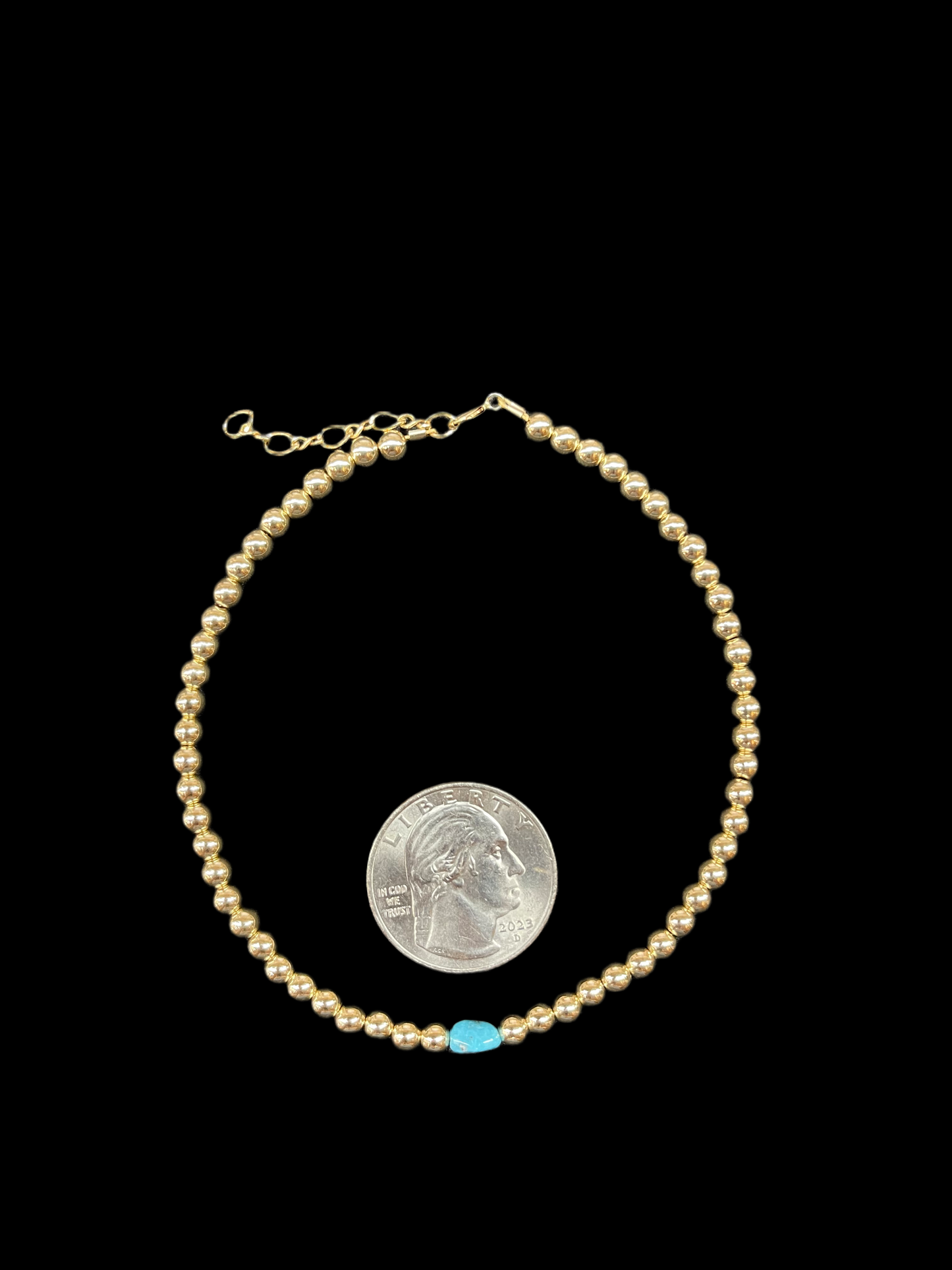 14k Gold Filled Bead and Natural Turquoise Anklet