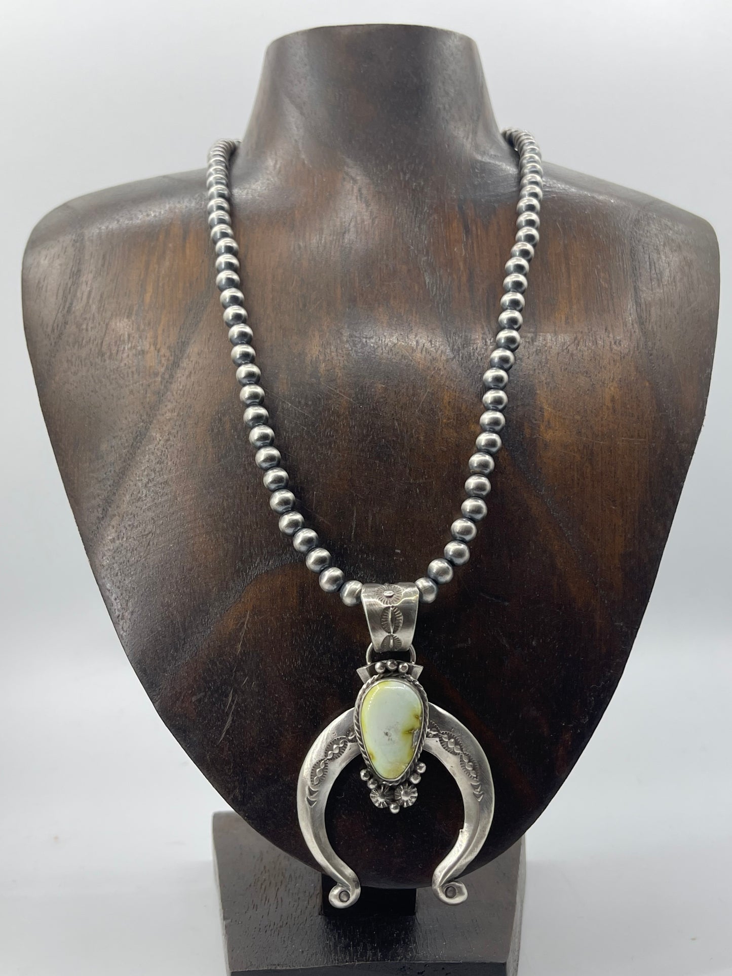 Palomino Turquoise Naja Necklace by Patrick Yellowhair, Navajo