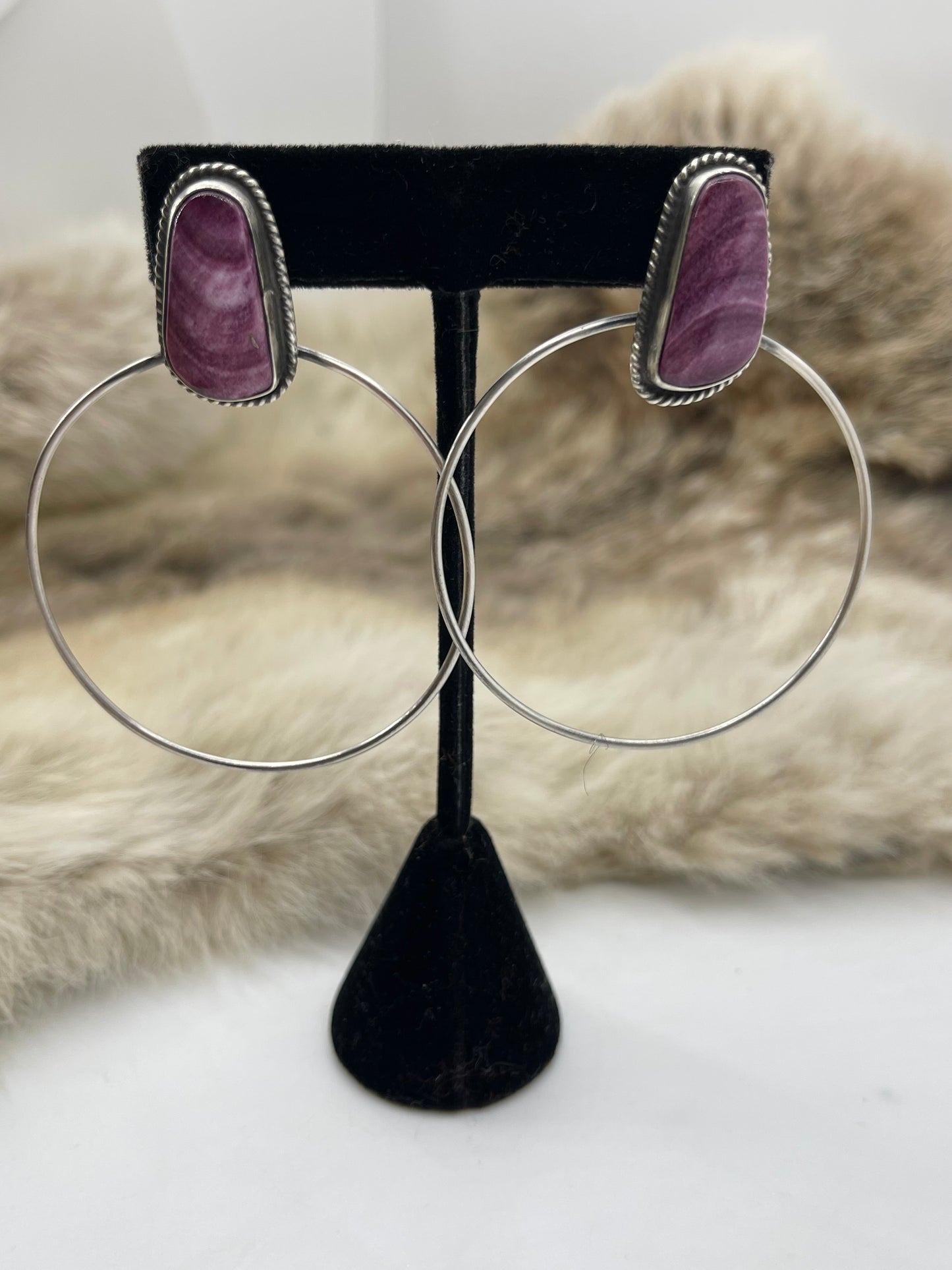 PURPLE SPINY EARRINGS BY ELOUISE KEE, NAVAJO