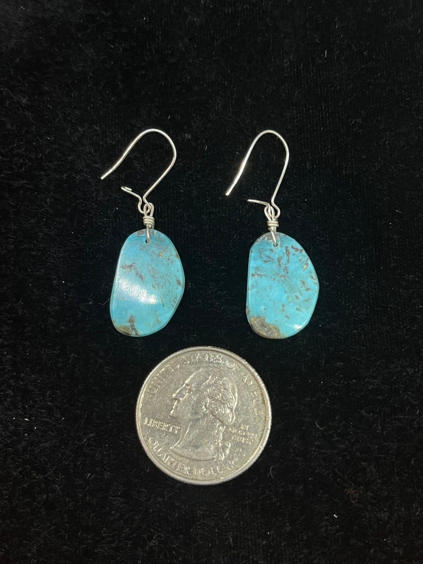 Turquoise Slab Earrings by Raymond Tenorio, Santo Domingo