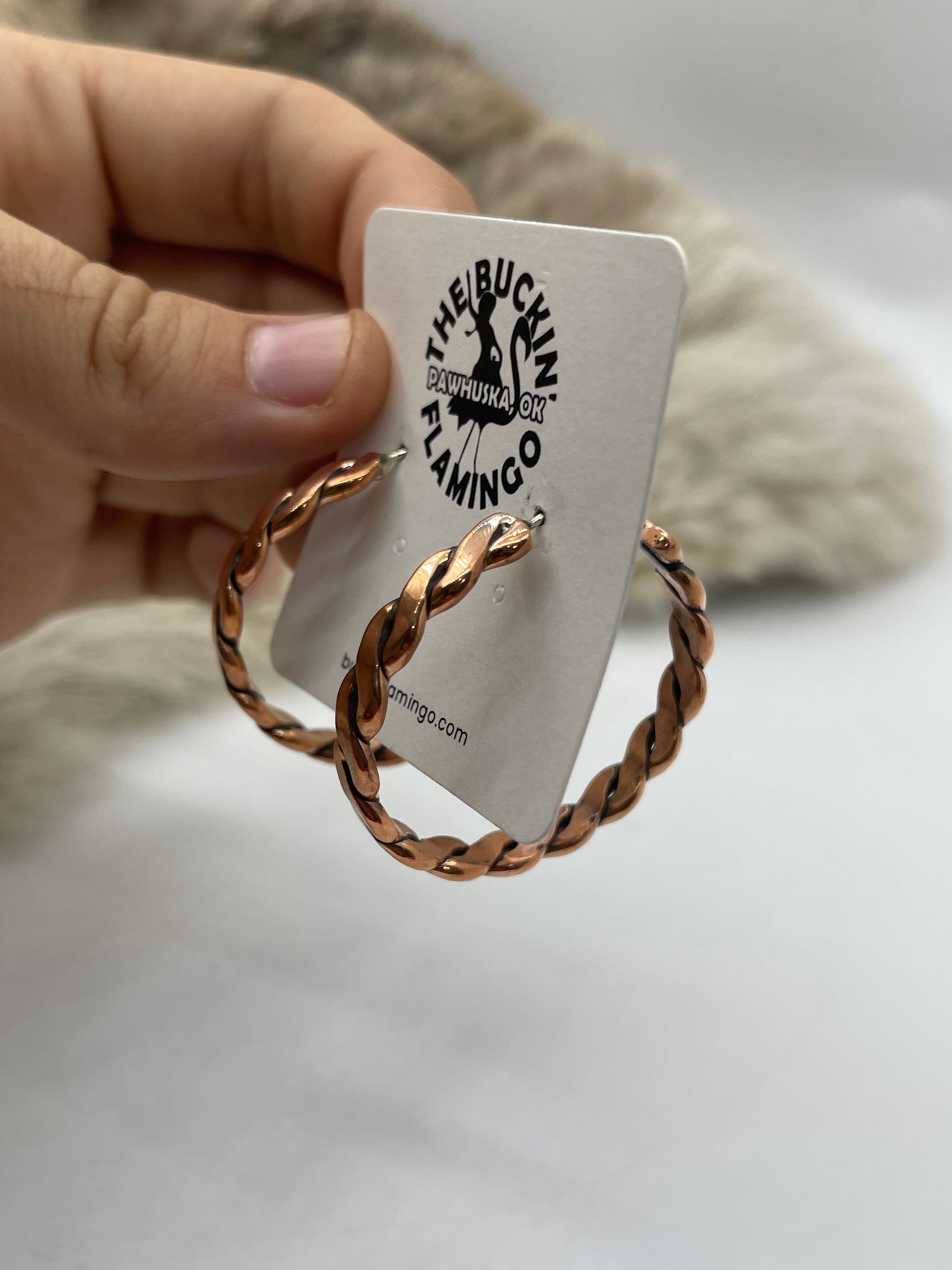 Copper Hoop Earrings by Elaine Tahe, Navajo