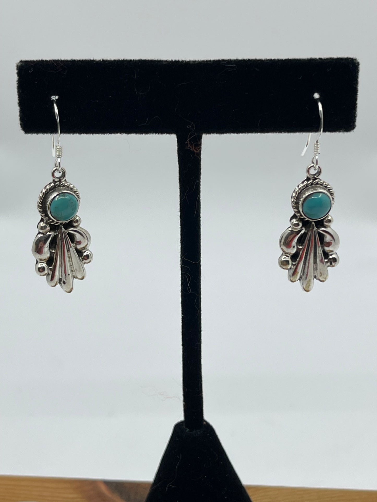Sterling Silver and Turquoise Dangle Earrings by Verley Betone, Navajo