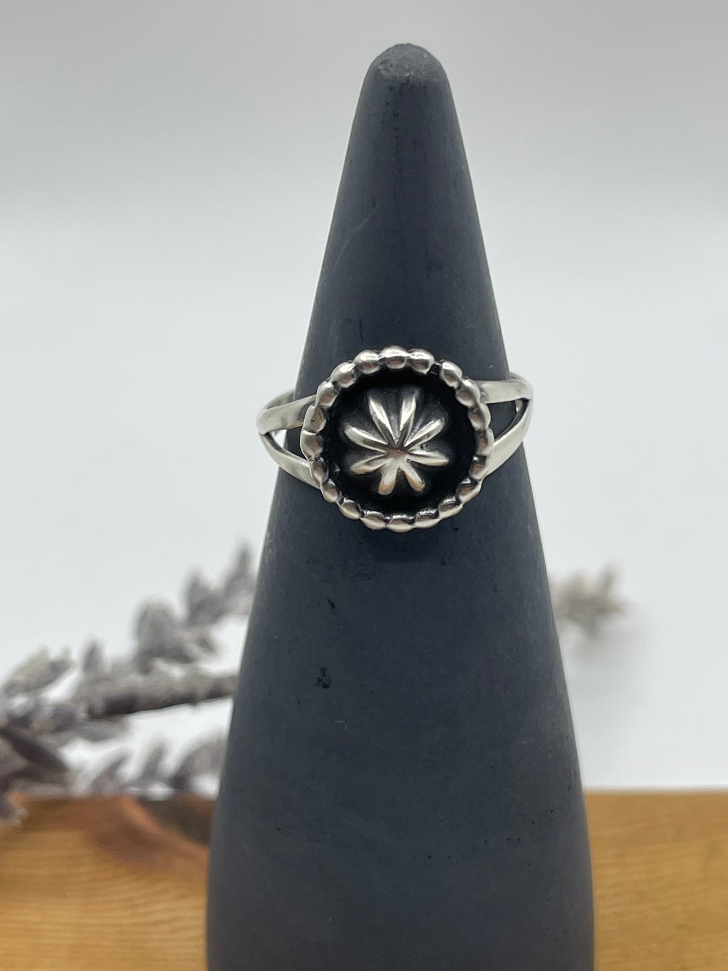 9.0 Silver Concho Style Ring by Robertson Martinez, Navajo