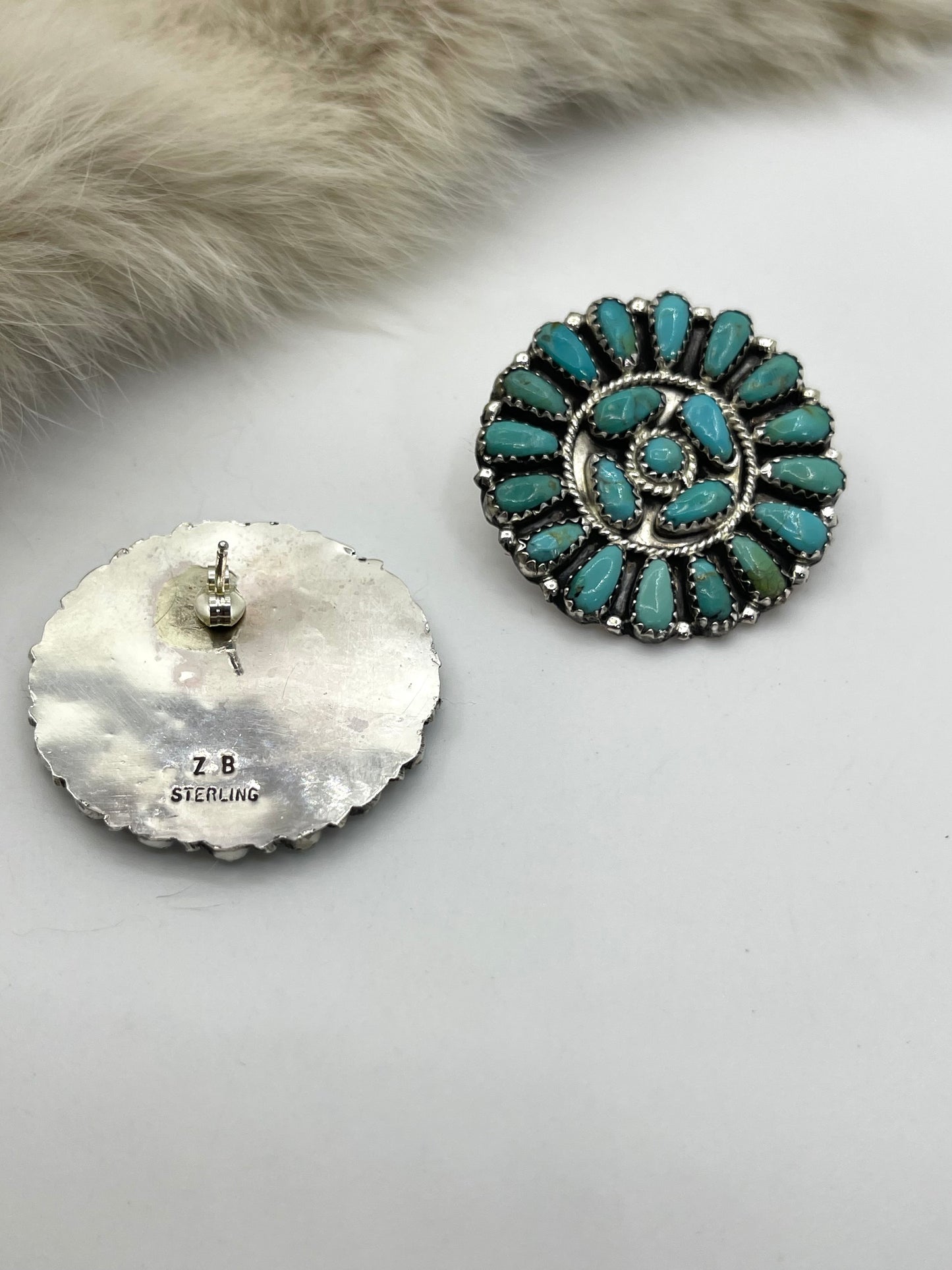 Post Towards Top Cluster Earrings By Zeita Begay, Navajo