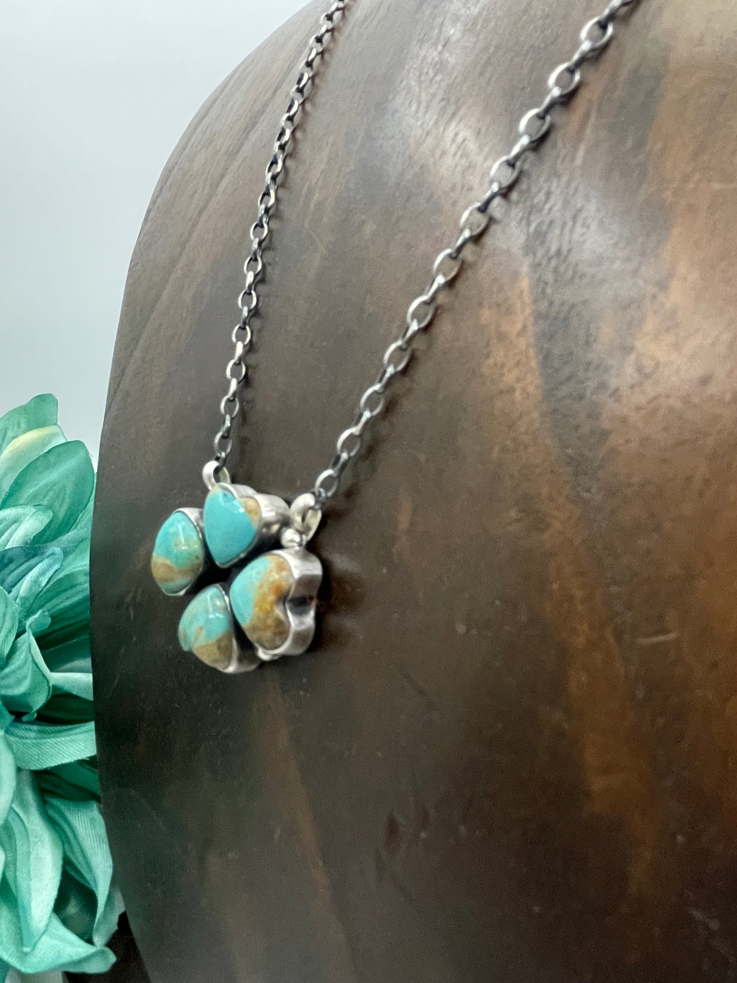 16" Turquoise 4 Heart Necklace