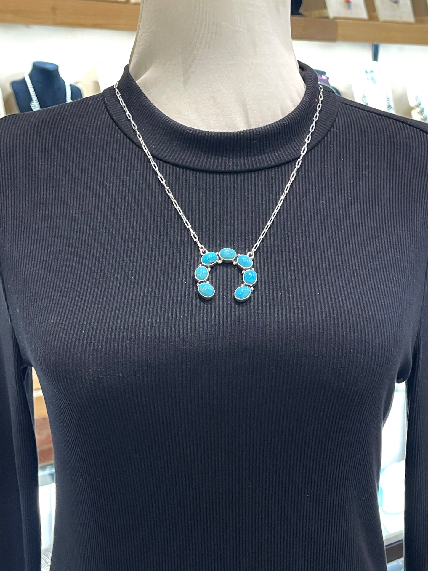 20'' Kingman Turquoise Naja On Paperclip Chain