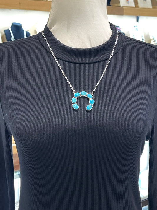 20'' Kingman Turquoise Naja On Paperclip Chain
