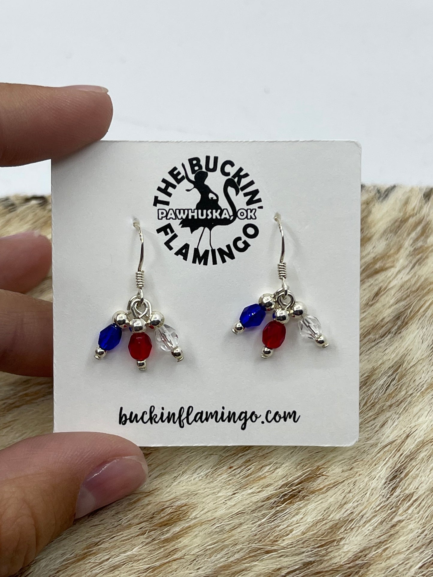 Red, White, and Blue Crystal Dangle Earrings