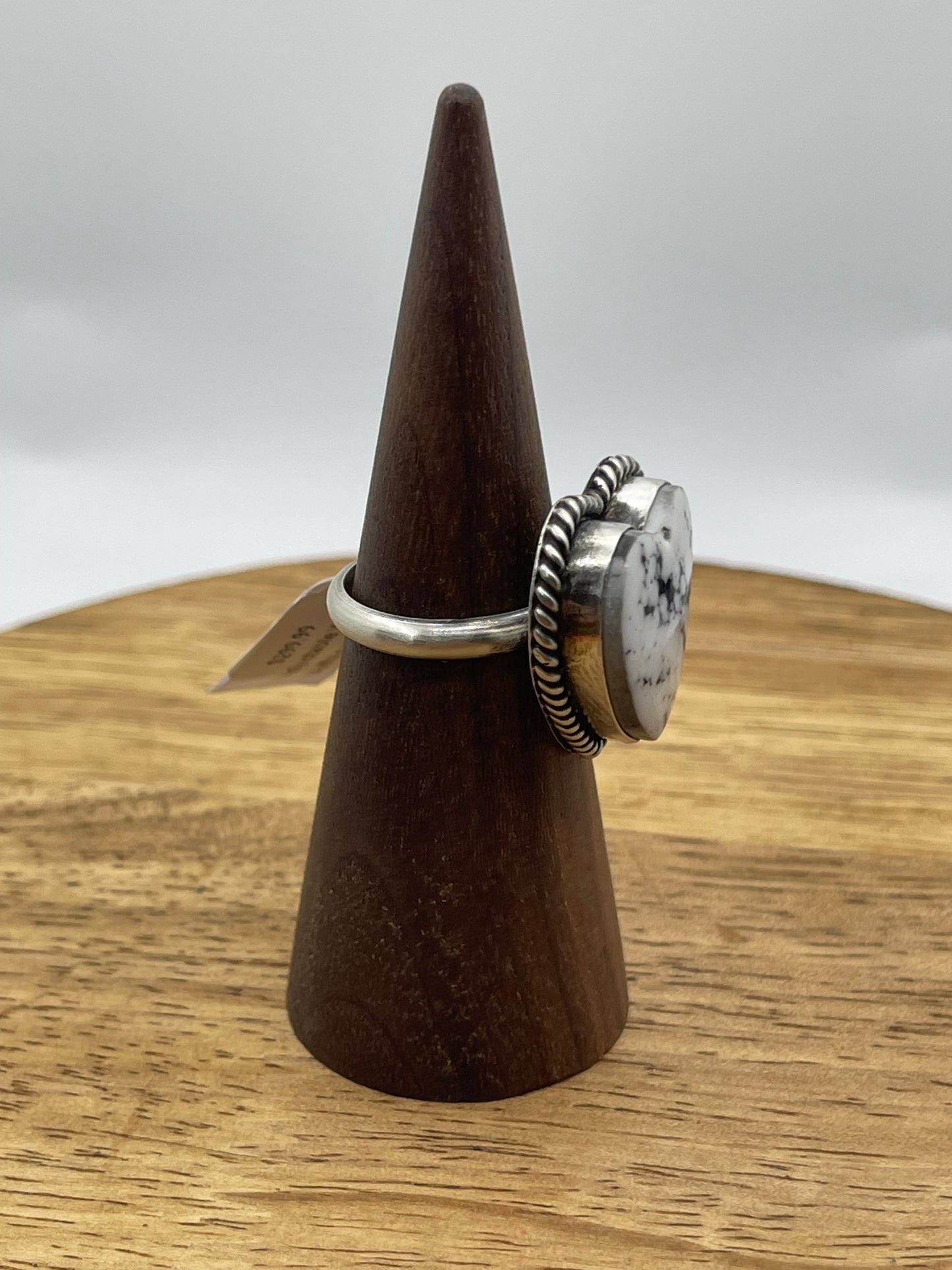 Adjustable White Buffalo Heart Ring by Johnny Dixon, Navajo